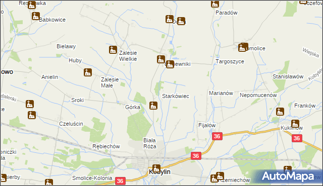 mapa Starkówiec, Starkówiec na mapie Targeo