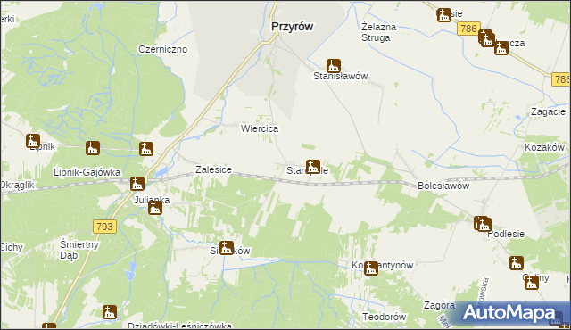 mapa Staropole gmina Przyrów, Staropole gmina Przyrów na mapie Targeo