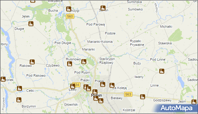 mapa Starorypin Rządowy, Starorypin Rządowy na mapie Targeo