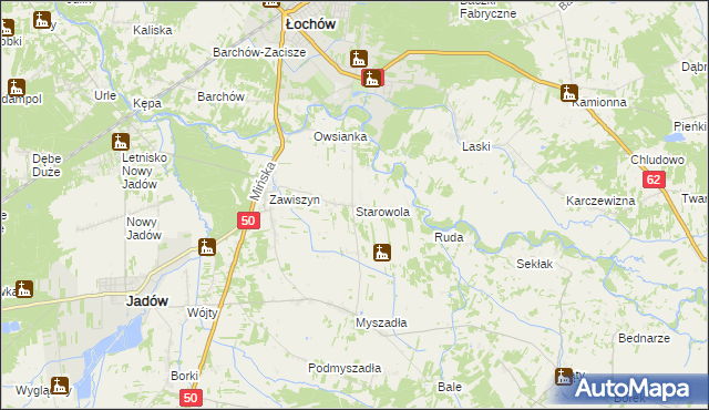 mapa Starowola gmina Jadów, Starowola gmina Jadów na mapie Targeo