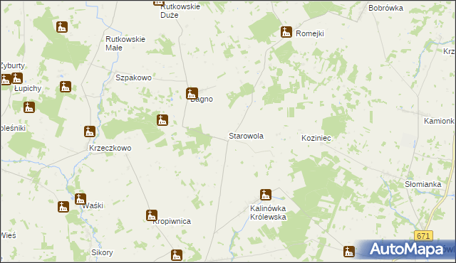 mapa Starowola gmina Jaświły, Starowola gmina Jaświły na mapie Targeo