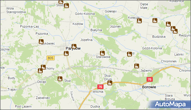 mapa Starowola gmina Parysów, Starowola gmina Parysów na mapie Targeo