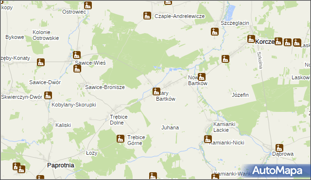 mapa Stary Bartków, Stary Bartków na mapie Targeo