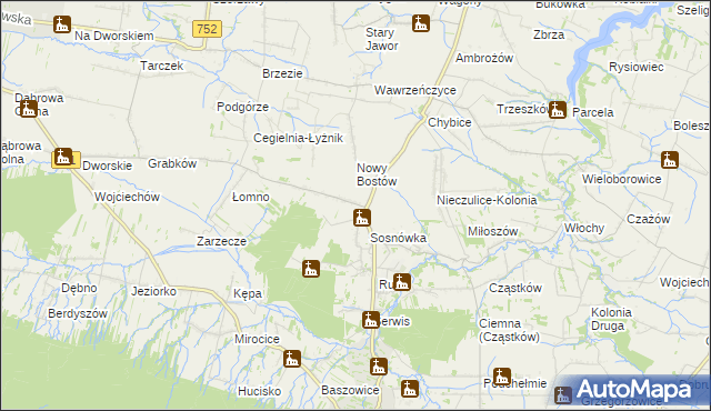 mapa Stary Bostów, Stary Bostów na mapie Targeo