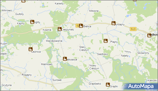 mapa Stary Cieszyn, Stary Cieszyn na mapie Targeo