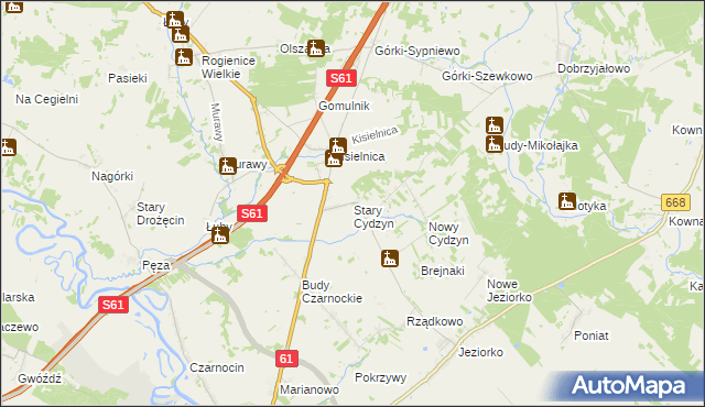 mapa Stary Cydzyn, Stary Cydzyn na mapie Targeo