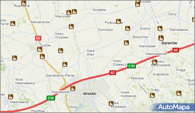 mapa Stary Drzewicz, Stary Drzewicz na mapie Targeo