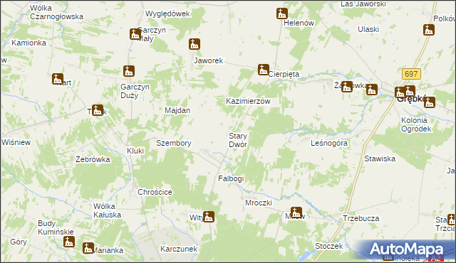 mapa Stary Dwór gmina Wierzbno, Stary Dwór gmina Wierzbno na mapie Targeo