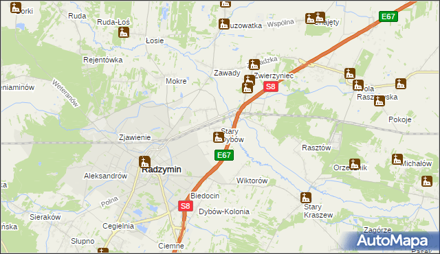 mapa Stary Dybów, Stary Dybów na mapie Targeo