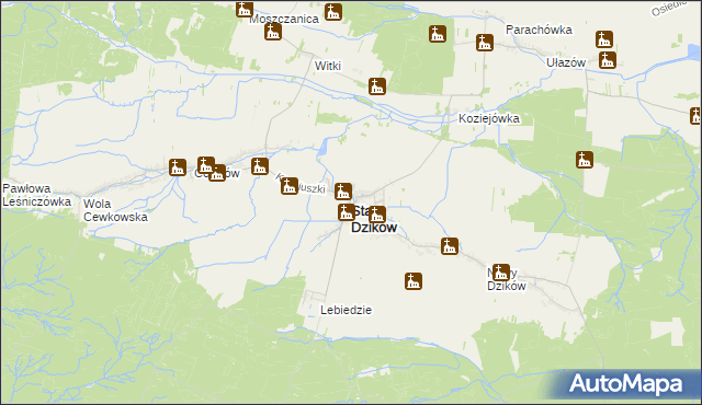 mapa Stary Dzików, Stary Dzików na mapie Targeo