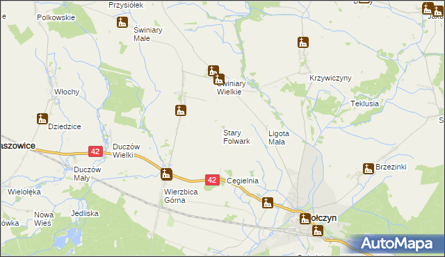 mapa Stary Folwark gmina Wołczyn, Stary Folwark gmina Wołczyn na mapie Targeo