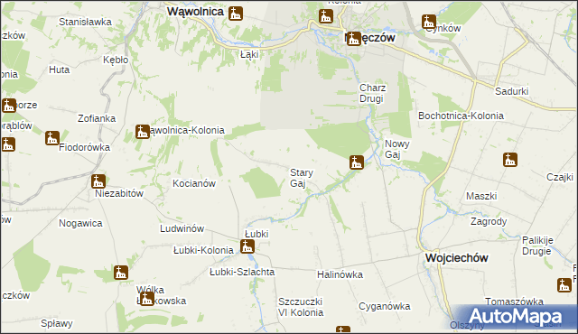 mapa Stary Gaj gmina Wojciechów, Stary Gaj gmina Wojciechów na mapie Targeo