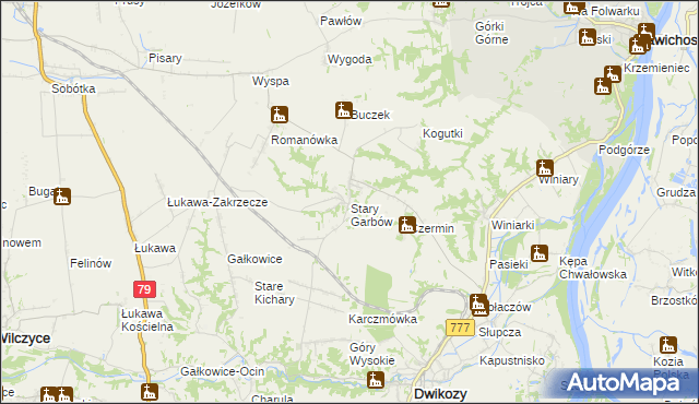 mapa Stary Garbów, Stary Garbów na mapie Targeo