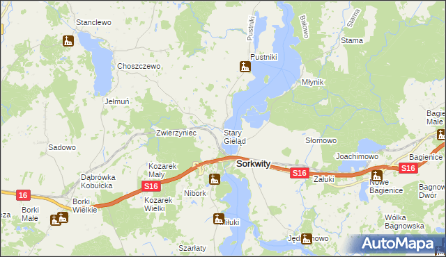 mapa Stary Gieląd, Stary Gieląd na mapie Targeo