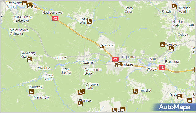 mapa Stary Grzybów, Stary Grzybów na mapie Targeo