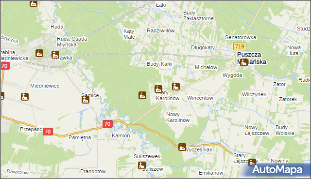 mapa Stary Karolinów, Stary Karolinów na mapie Targeo