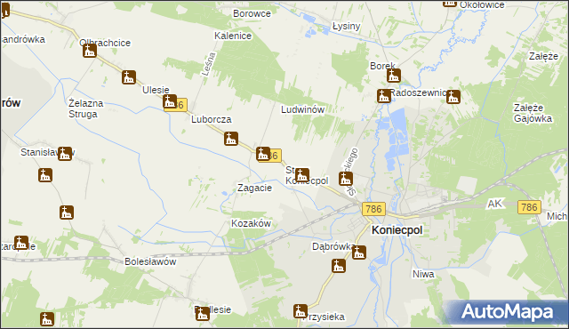 mapa Stary Koniecpol, Stary Koniecpol na mapie Targeo