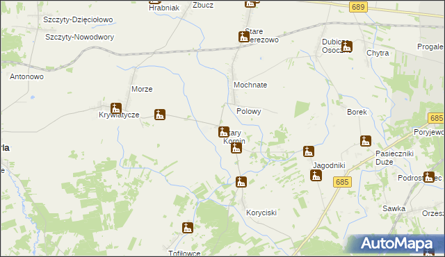 mapa Stary Kornin, Stary Kornin na mapie Targeo