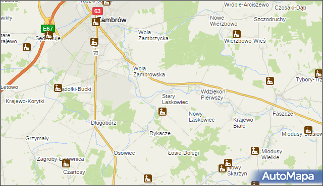 mapa Stary Laskowiec, Stary Laskowiec na mapie Targeo