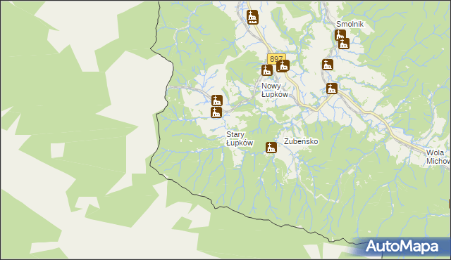 mapa Stary Łupków, Stary Łupków na mapie Targeo