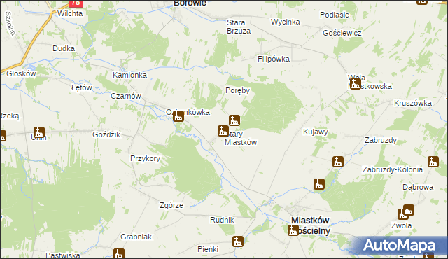 mapa Stary Miastków, Stary Miastków na mapie Targeo