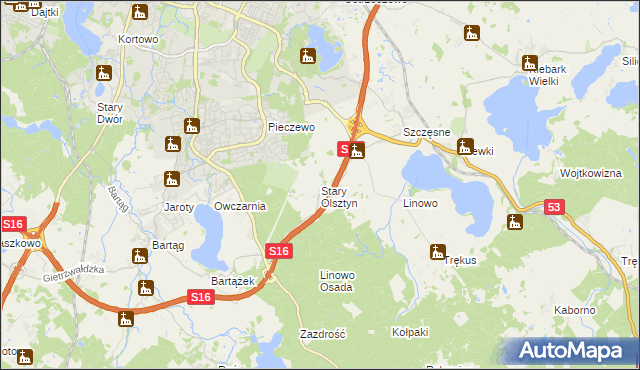 mapa Stary Olsztyn, Stary Olsztyn na mapie Targeo