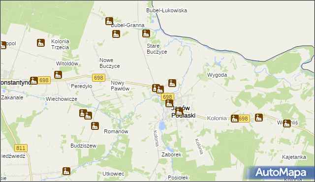 mapa Stary Pawłów, Stary Pawłów na mapie Targeo