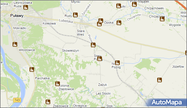 mapa Stary Pożóg, Stary Pożóg na mapie Targeo