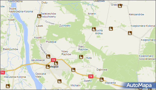 mapa Stary Rachów, Stary Rachów na mapie Targeo