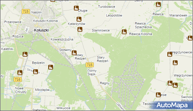 mapa Stary Redzeń, Stary Redzeń na mapie Targeo