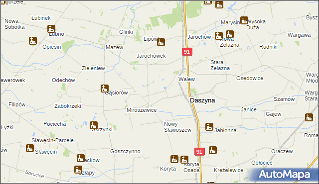 mapa Stary Sławoszew, Stary Sławoszew na mapie Targeo