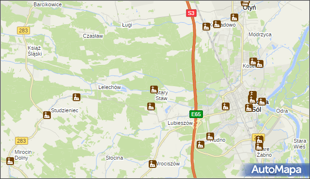 mapa Stary Staw gmina Nowa Sól, Stary Staw gmina Nowa Sól na mapie Targeo