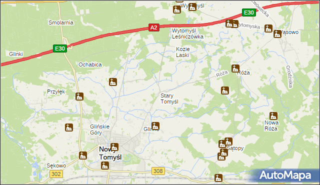 mapa Stary Tomyśl, Stary Tomyśl na mapie Targeo