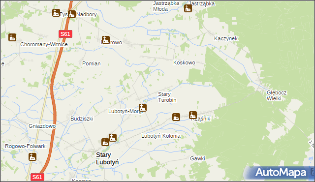 mapa Stary Turobin, Stary Turobin na mapie Targeo