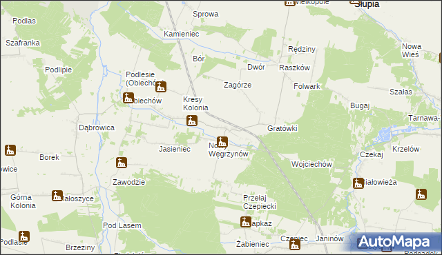 mapa Stary Węgrzynów, Stary Węgrzynów na mapie Targeo