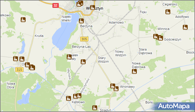 mapa Stary Widzim, Stary Widzim na mapie Targeo