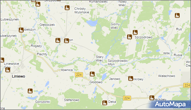 mapa Stary Wiec, Stary Wiec na mapie Targeo