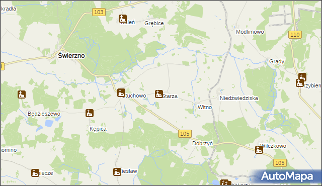 mapa Starza gmina Świerzno, Starza gmina Świerzno na mapie Targeo