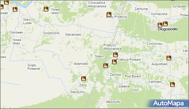 mapa Stasin gmina Długosiodło, Stasin gmina Długosiodło na mapie Targeo