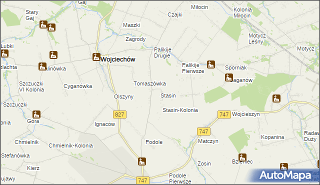 mapa Stasin gmina Wojciechów, Stasin gmina Wojciechów na mapie Targeo