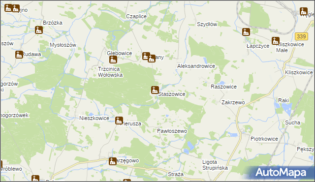 mapa Staszowice, Staszowice na mapie Targeo