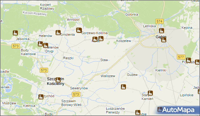 mapa Staw gmina Szczawin Kościelny, Staw gmina Szczawin Kościelny na mapie Targeo