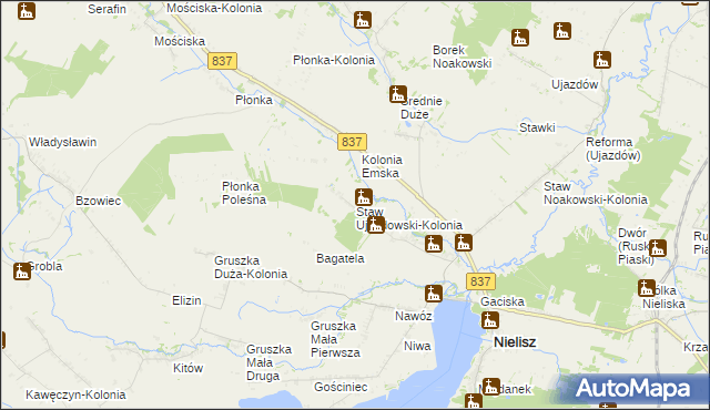 mapa Staw Ujazdowski-Kolonia, Staw Ujazdowski-Kolonia na mapie Targeo