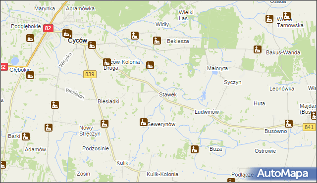 mapa Stawek gmina Cyców, Stawek gmina Cyców na mapie Targeo