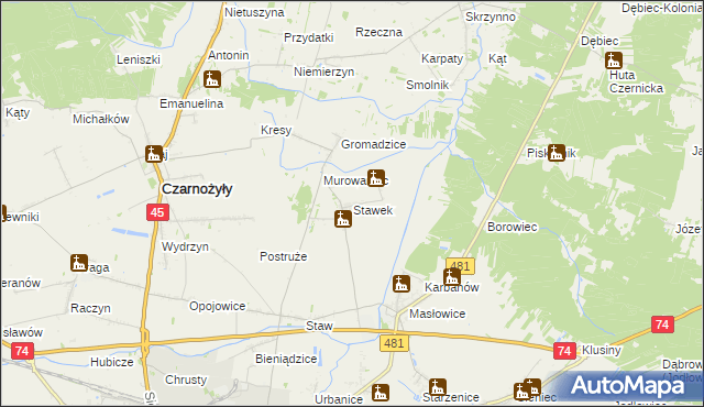 mapa Stawek gmina Czarnożyły, Stawek gmina Czarnożyły na mapie Targeo