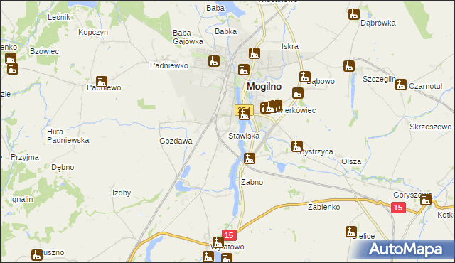 mapa Stawiska gmina Mogilno, Stawiska gmina Mogilno na mapie Targeo