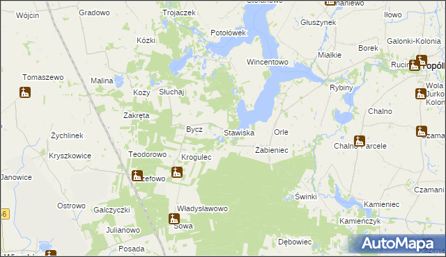 mapa Stawiska gmina Piotrków Kujawski, Stawiska gmina Piotrków Kujawski na mapie Targeo