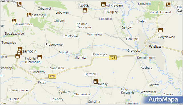 mapa Stawiszyce, Stawiszyce na mapie Targeo