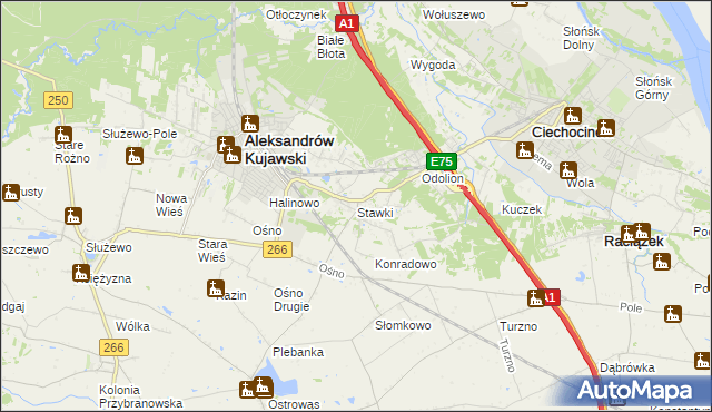 mapa Stawki gmina Aleksandrów Kujawski, Stawki gmina Aleksandrów Kujawski na mapie Targeo