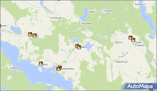 mapa Stawno gmina Złocieniec, Stawno gmina Złocieniec na mapie Targeo